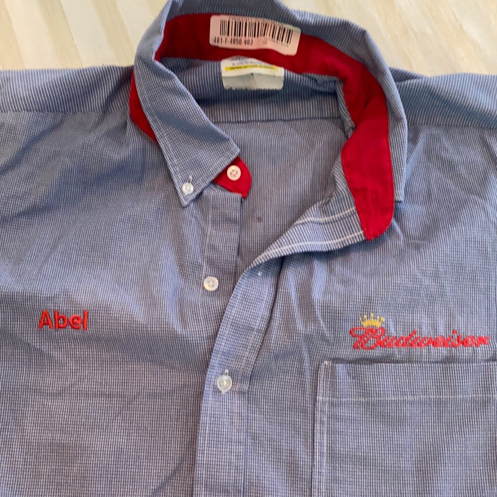 Vintage Budweiser/Bud Light employee summer shirt.